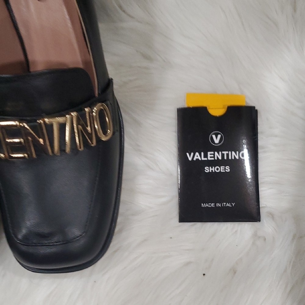 Y2k Valentino Rosalinda  Black Platform Slipon with Gold Logo - Picture 10 of 16